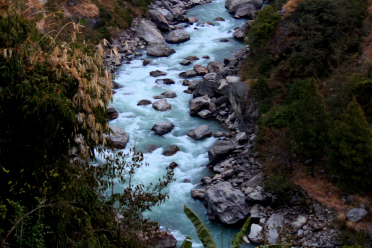 The Trishuli River flowing through Rasuwa district